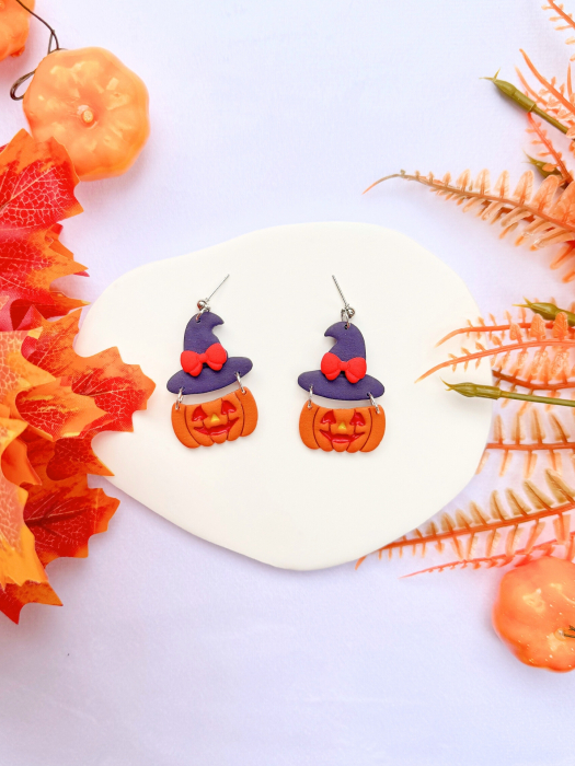 Cercei Scary Pumpkin cu design de Halloween [2]