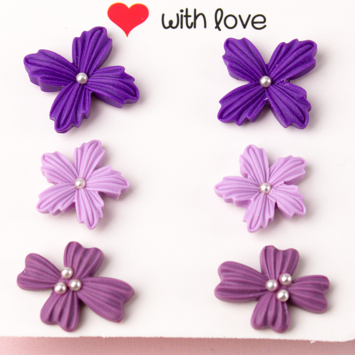 Cercei - Set Floricele Mov [2]