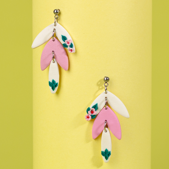 Cercei Sheila roz cu design elegant primăvăratic [2]