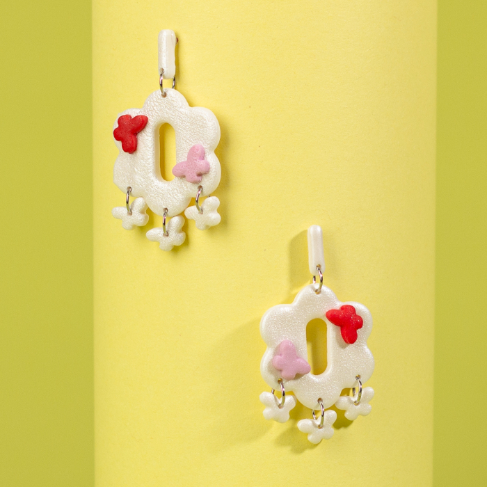 Cercei Sleeping Butterflies cu fluturi albi [2]