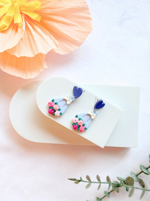 Cercei Special Bouquet albastru floral [3]