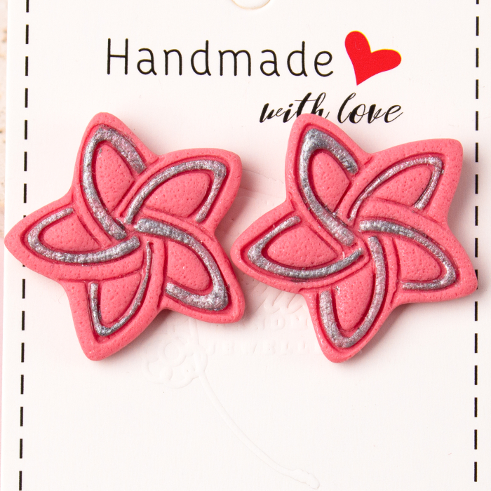 Cercei Stelagon roz cu design astral [2]