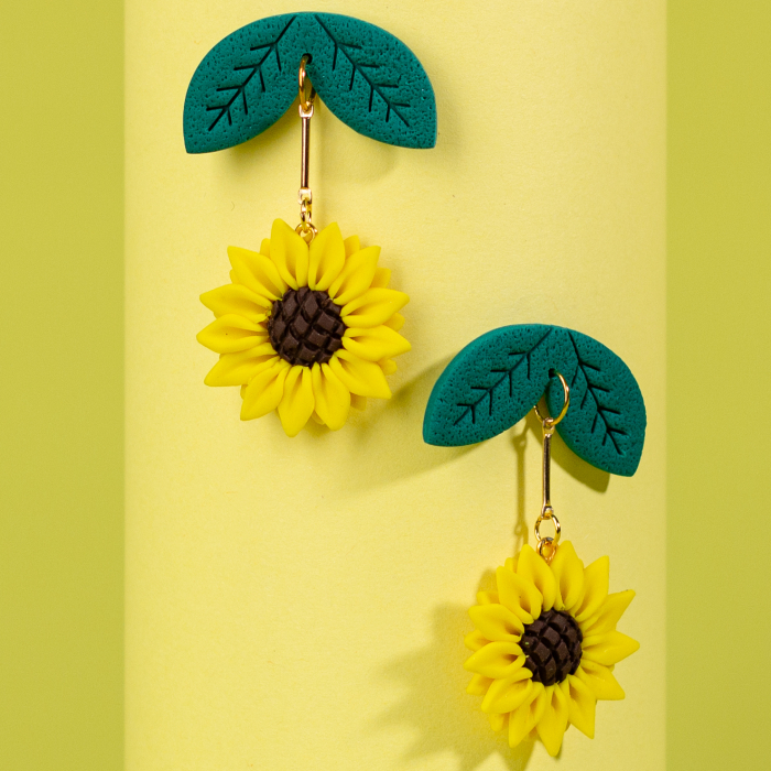 Cercei floarea soarelui cu detalii elegante [2]