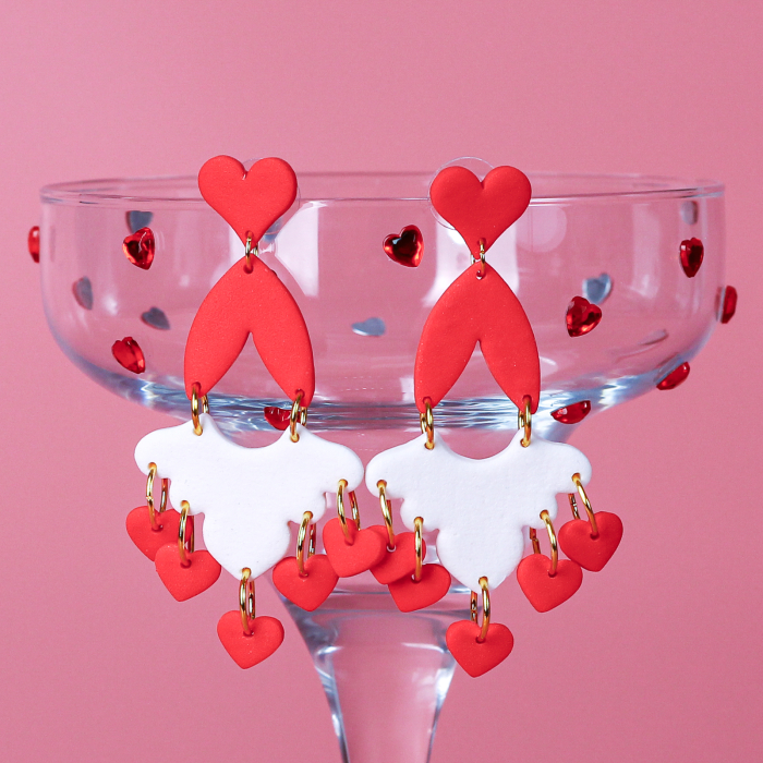 Cercei Valentine în formă de inimă albă [2]