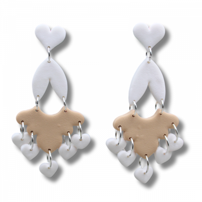 Cercei Valentine Hearts crem cu design artistic [4]
