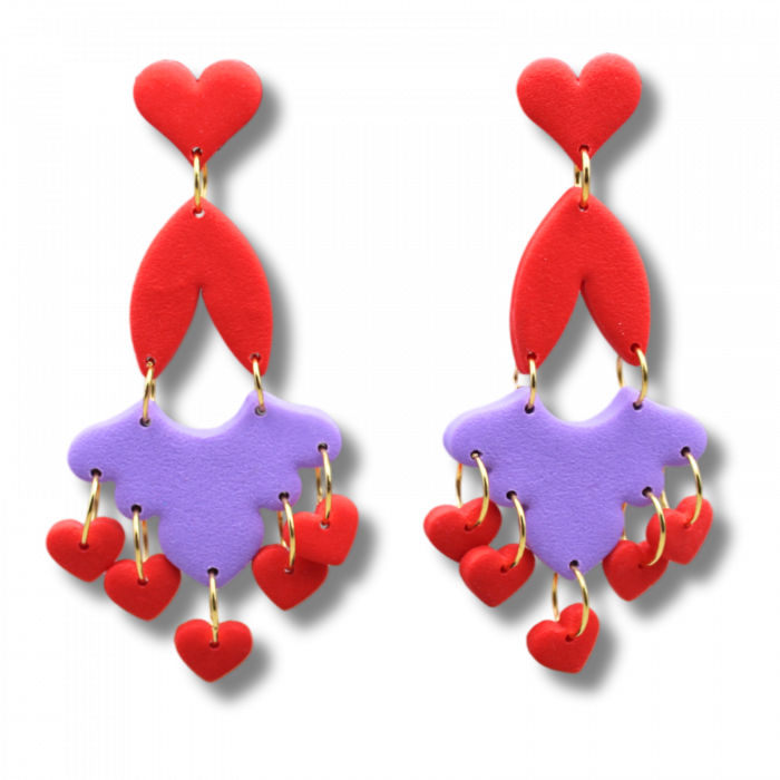 Cercei Valentine Hearts mov lungi și eleganți [4]
