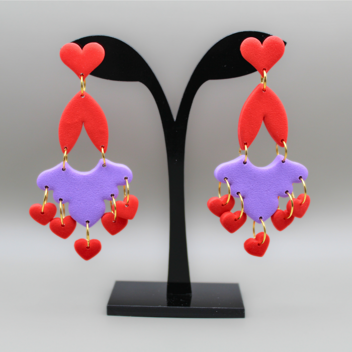 Cercei Valentine Hearts mov lungi și eleganți [2]