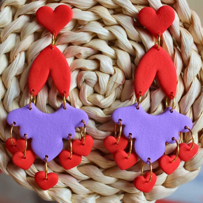 Cercei Valentine Hearts mov lungi și eleganți [3]