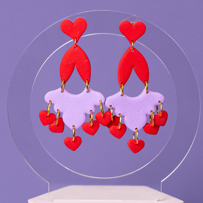 Cercei Valentine Hearts mov lungi și eleganți [3]