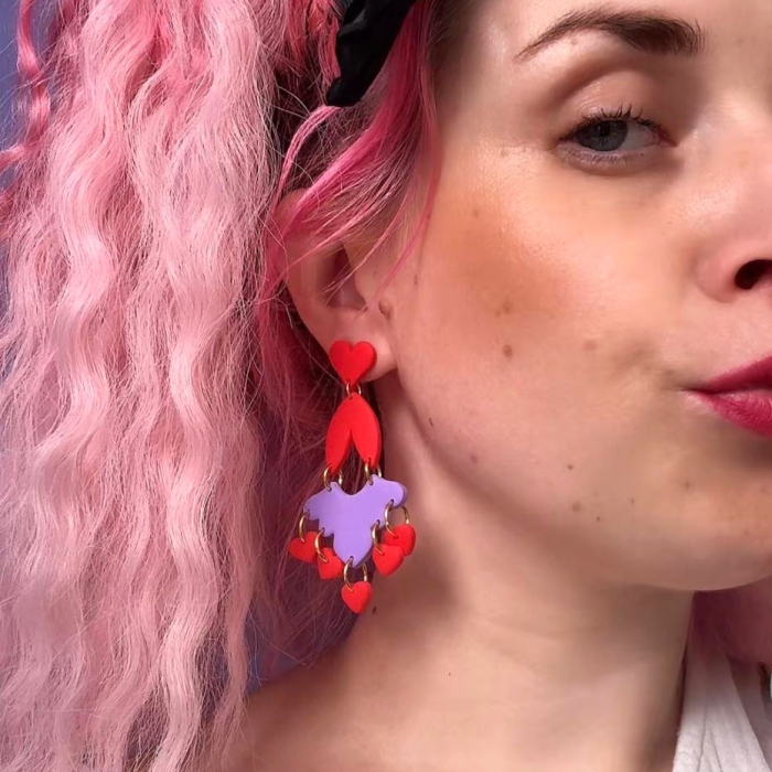 Cercei Valentine Hearts mov lungi și eleganți [4]