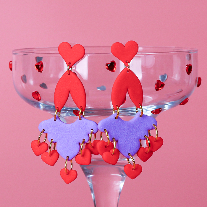 Cercei Valentine Hearts mov lungi și eleganți [2]