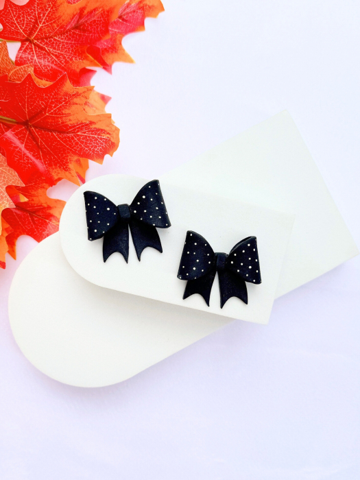 Cercei Variegated Bow cu fundițe negre [3]