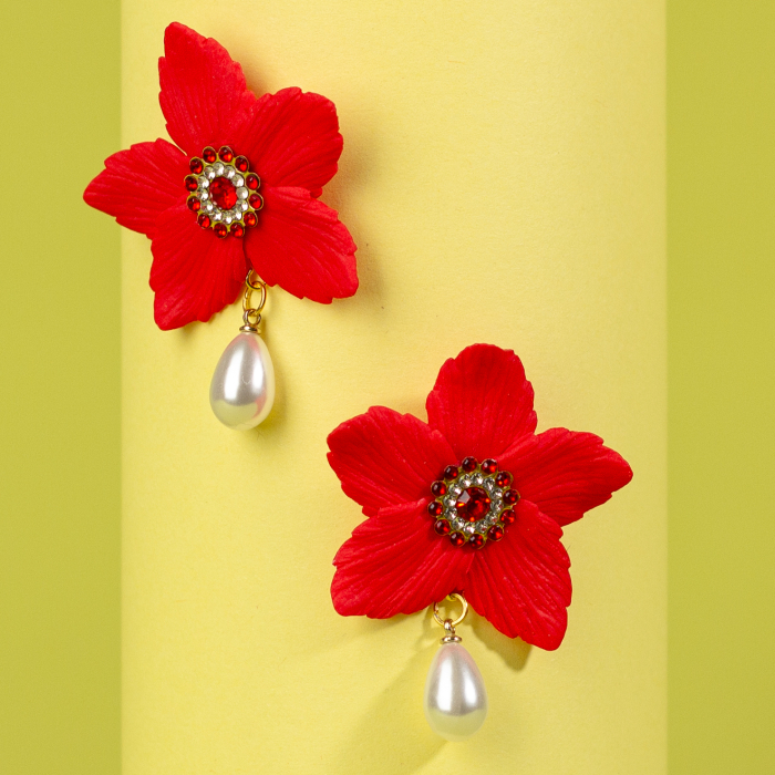 Cercei Velvet Flame roșu intens și catifelat [2]