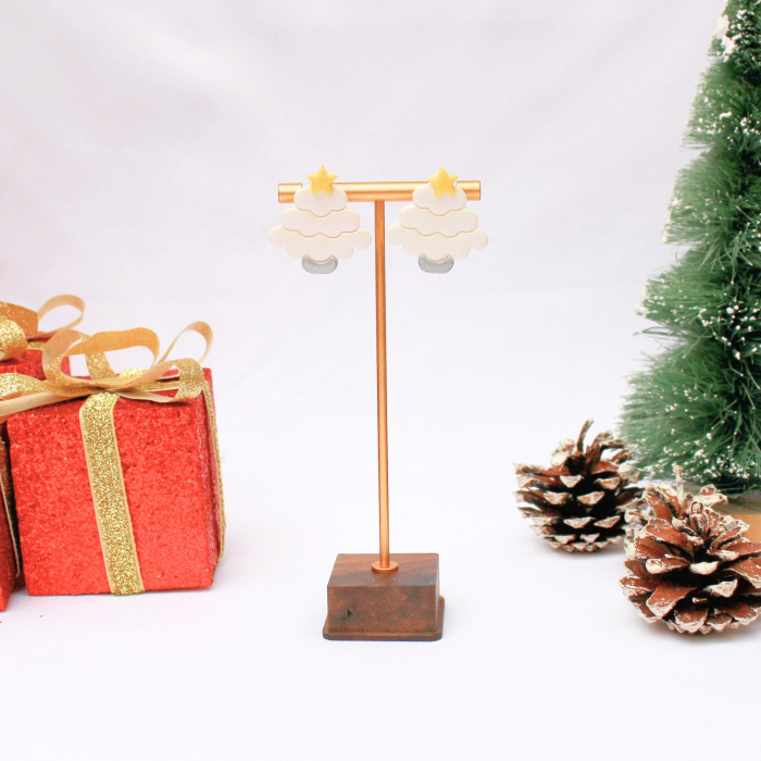 Cercei White Christmas Tree eleganți de Crăciun [4]