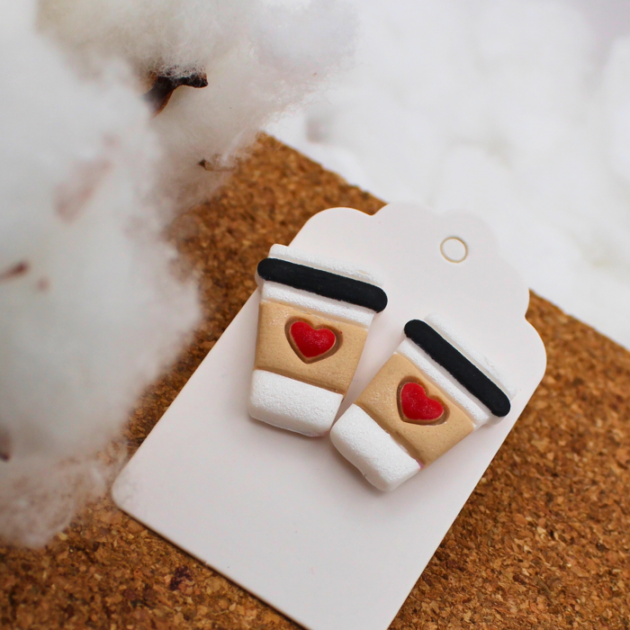 Cercei White Cup cu design cafea albă [2]