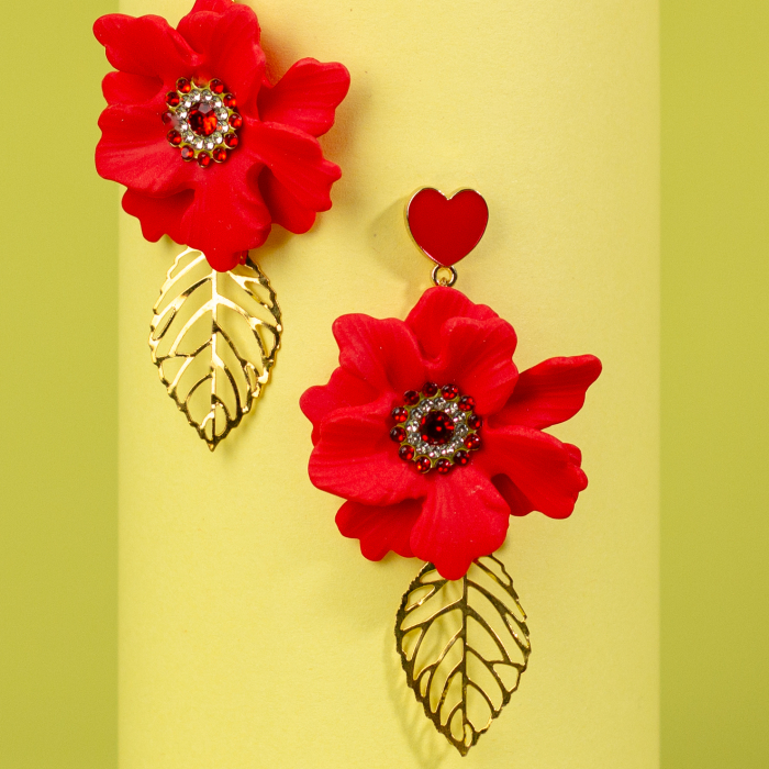 Cercei lungi Wild Rouge roșu aurii [2]