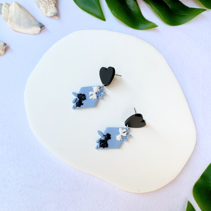 Cercei Yin Yang Fish cu design albastru [3]