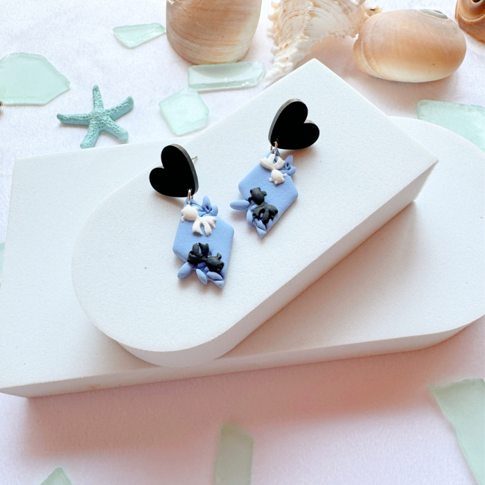 Cercei Yin Yang Fish cu design albastru [2]