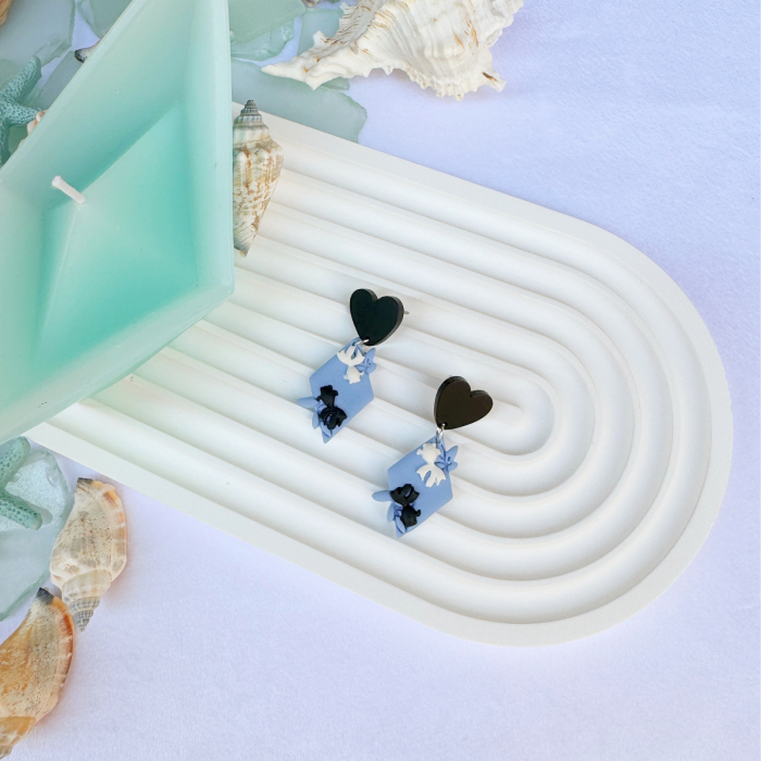 Cercei Yin Yang Fish cu design albastru [3]