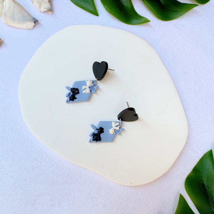 Cercei Yin Yang Fish cu design albastru [2]