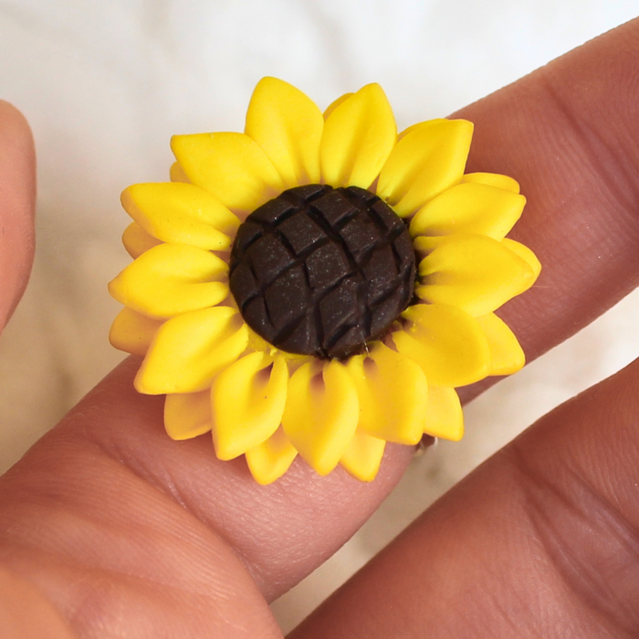 Inel galben Floarea Soarelui cu design floral [2]