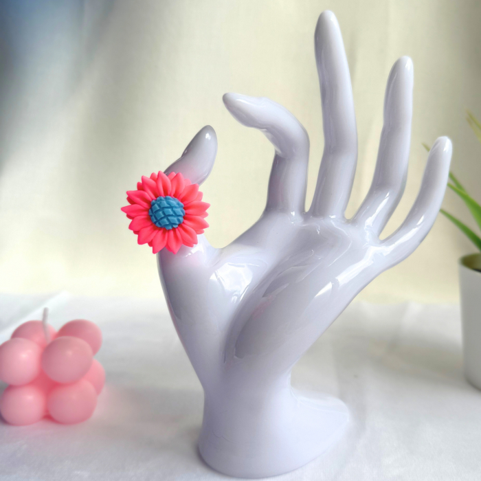 Inel - Fluorescent  Flower - Roz