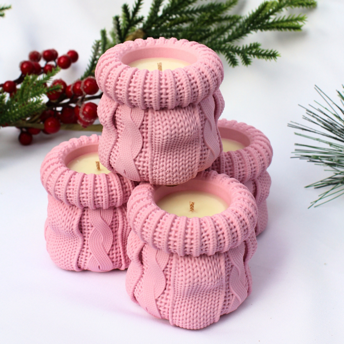 Lumanare Cozy Wine Roz in recipient handmade [2]