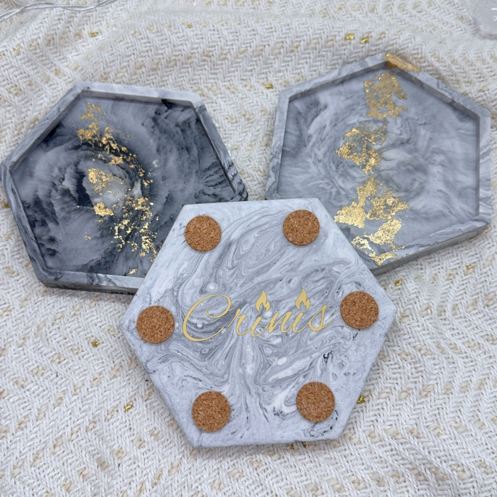 Set Green Christmas lumânare și farfurie marmură [8]