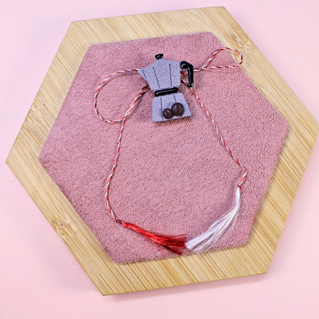 ACCESORII - Broșă Coffee Lover gri cu detalii artizanale