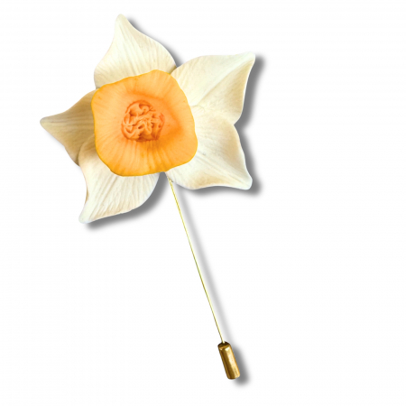 Brosă Narcisa Albă cu Design Floral [4]