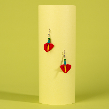 Cercei Medii - Cercei roșii Anthurium model floral