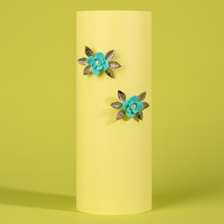 Cercei Medii - Cercei Azura albastri cu design floral