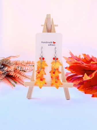 Autumn - Cercei lungi Bronze Glimmer cu frunze ruginii