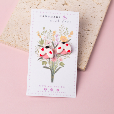 Valentine - Cercei Buburuza Roz colorati si veseli