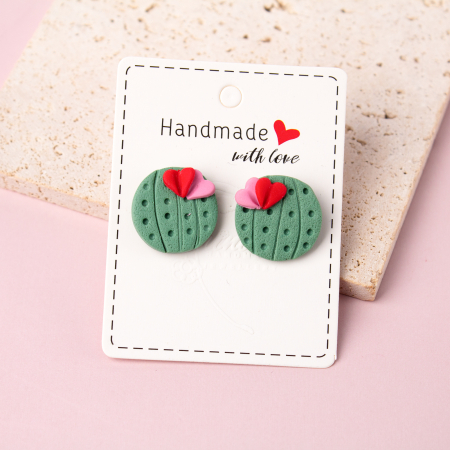 BIJUTERII - Cercei verzi model cactus cu flori