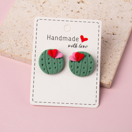 Primavara - Cercei verzi model cactus cu flori