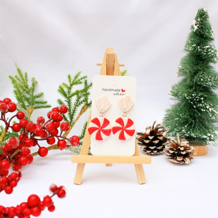 Christmas - Cercei Candy în roșu și alb strălucitor