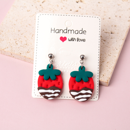 COLECTIE - Cercei Capsună Glazurată cu ciocolată