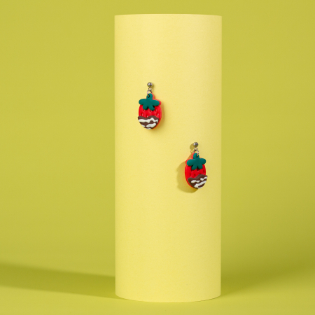 Cercei Medii - Cercei Capsună Glazurată cu ciocolată