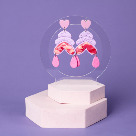 Cercei Lungi - Cercei Carys cu inimioară multicoloră și design vesel