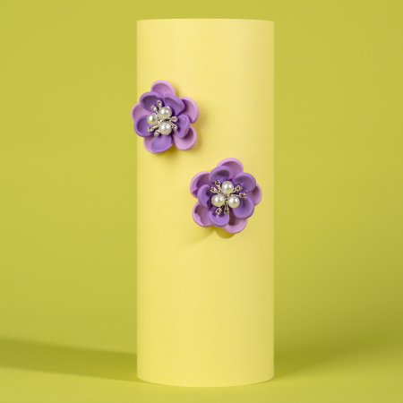 Cercei Medii - Cercei Celestial Bloom mov cu inserții argintii