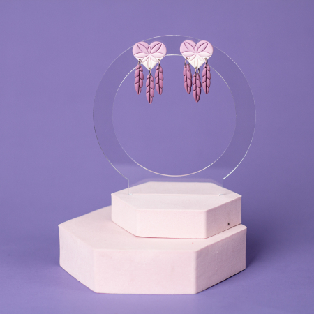 Cercei Medii - Cercei Celestial Love cu degrade alb și mov