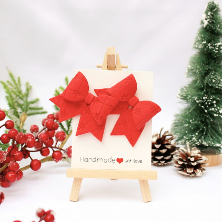 Cercei Medii - Cercei Christmas Bow roșii cu fundițe
