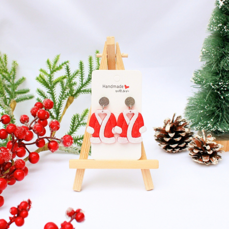 Cercei Medii - Cercei Christmas Coat roșii