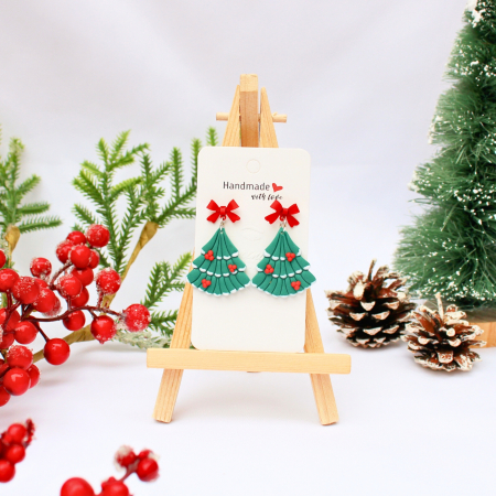 Cercei Medii - Cercei Christmas Tree verzi forma brăduț