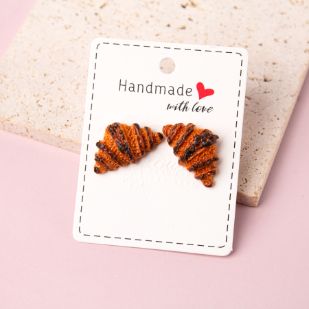 COLECTIE - Cercei croissant glazurați cu ciocolată