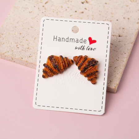 Cercei Studs - Cercei croissant glazurați cu ciocolată