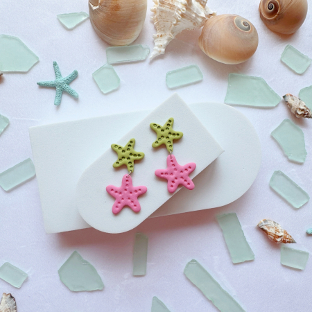 Summer - Cercei Coastal Chic multicolori cu steluțe de mare