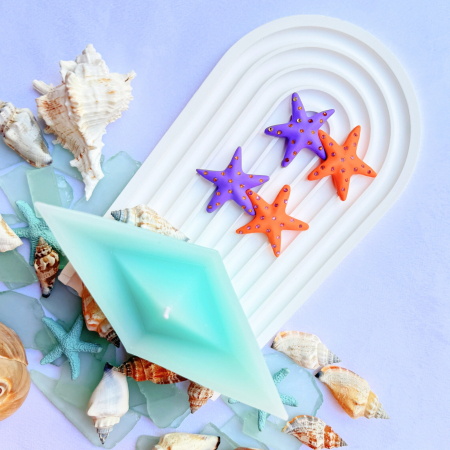 Cercei Colorful Starfish cu steluțe mov și portocalii [2]
