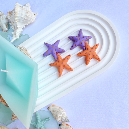 Summer - Cercei Colorful Starfish cu steluțe mov și portocalii